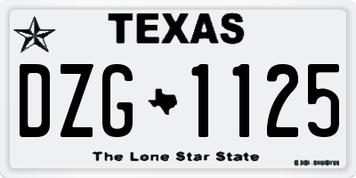 TX license plate DZG1125