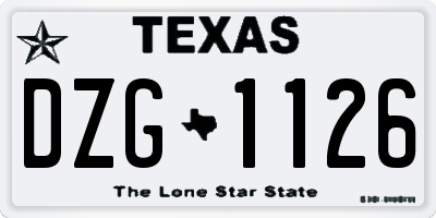 TX license plate DZG1126