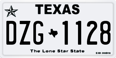 TX license plate DZG1128