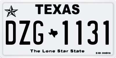 TX license plate DZG1131