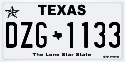 TX license plate DZG1133
