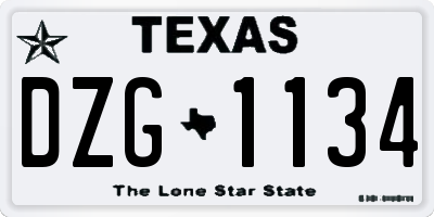 TX license plate DZG1134