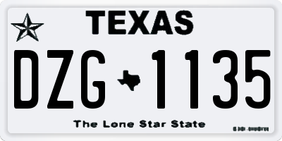 TX license plate DZG1135