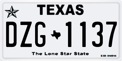 TX license plate DZG1137