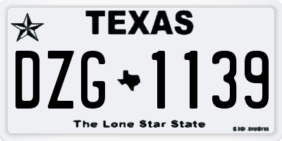 TX license plate DZG1139