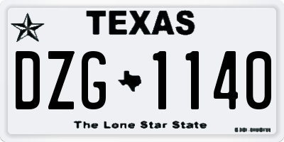 TX license plate DZG1140