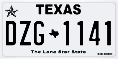 TX license plate DZG1141