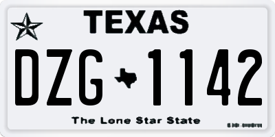 TX license plate DZG1142