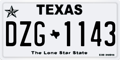TX license plate DZG1143