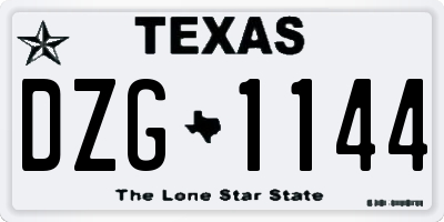 TX license plate DZG1144