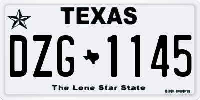 TX license plate DZG1145