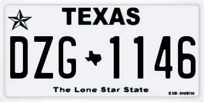TX license plate DZG1146