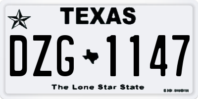 TX license plate DZG1147
