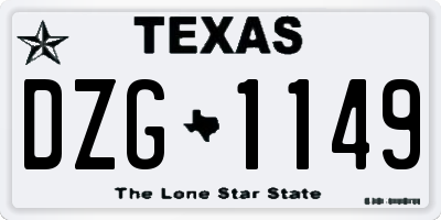 TX license plate DZG1149