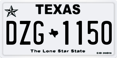TX license plate DZG1150