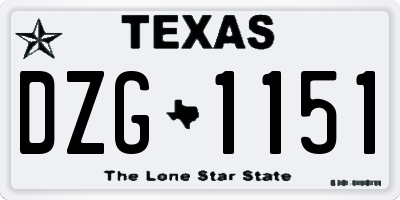 TX license plate DZG1151