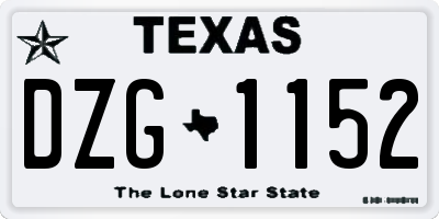 TX license plate DZG1152