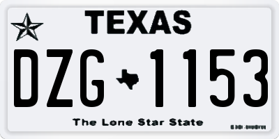 TX license plate DZG1153