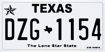 TX license plate DZG1154