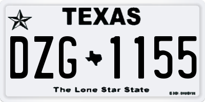 TX license plate DZG1155