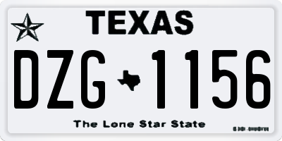 TX license plate DZG1156