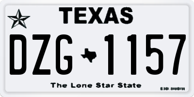 TX license plate DZG1157