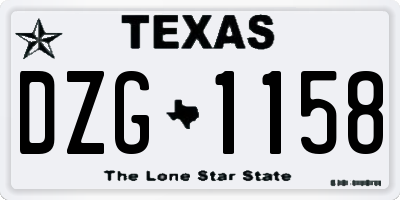TX license plate DZG1158