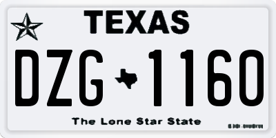 TX license plate DZG1160