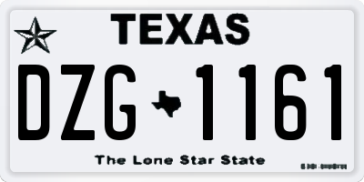 TX license plate DZG1161