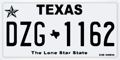 TX license plate DZG1162