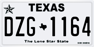 TX license plate DZG1164