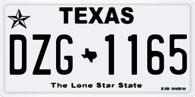 TX license plate DZG1165