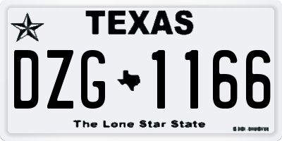 TX license plate DZG1166