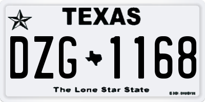 TX license plate DZG1168