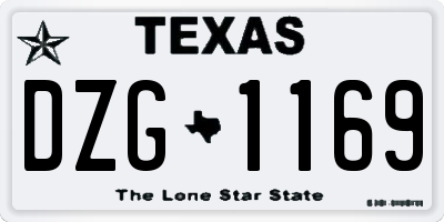TX license plate DZG1169