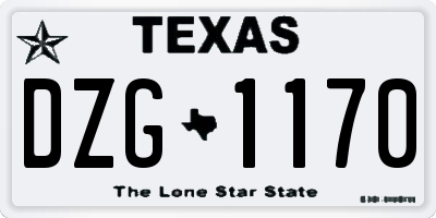 TX license plate DZG1170