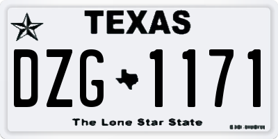TX license plate DZG1171