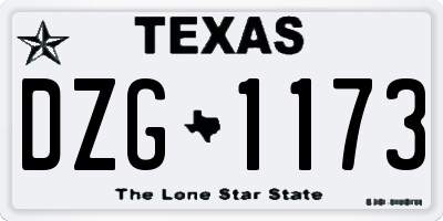TX license plate DZG1173