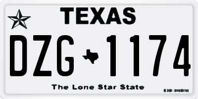 TX license plate DZG1174