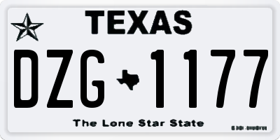 TX license plate DZG1177