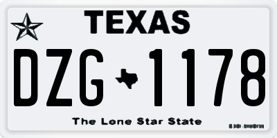 TX license plate DZG1178