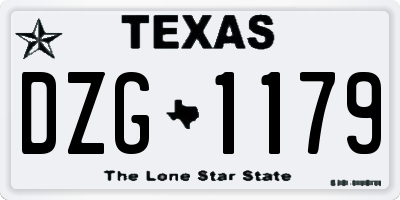TX license plate DZG1179