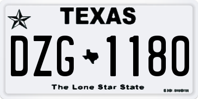 TX license plate DZG1180