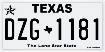 TX license plate DZG1181