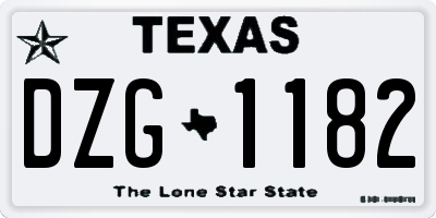 TX license plate DZG1182