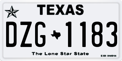TX license plate DZG1183