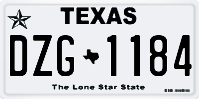 TX license plate DZG1184