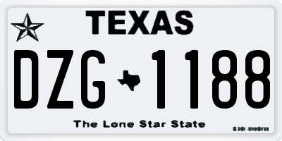TX license plate DZG1188