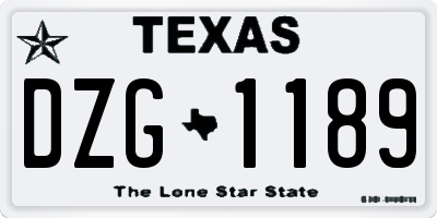 TX license plate DZG1189