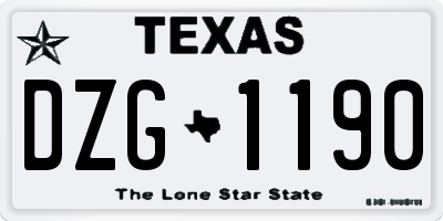 TX license plate DZG1190